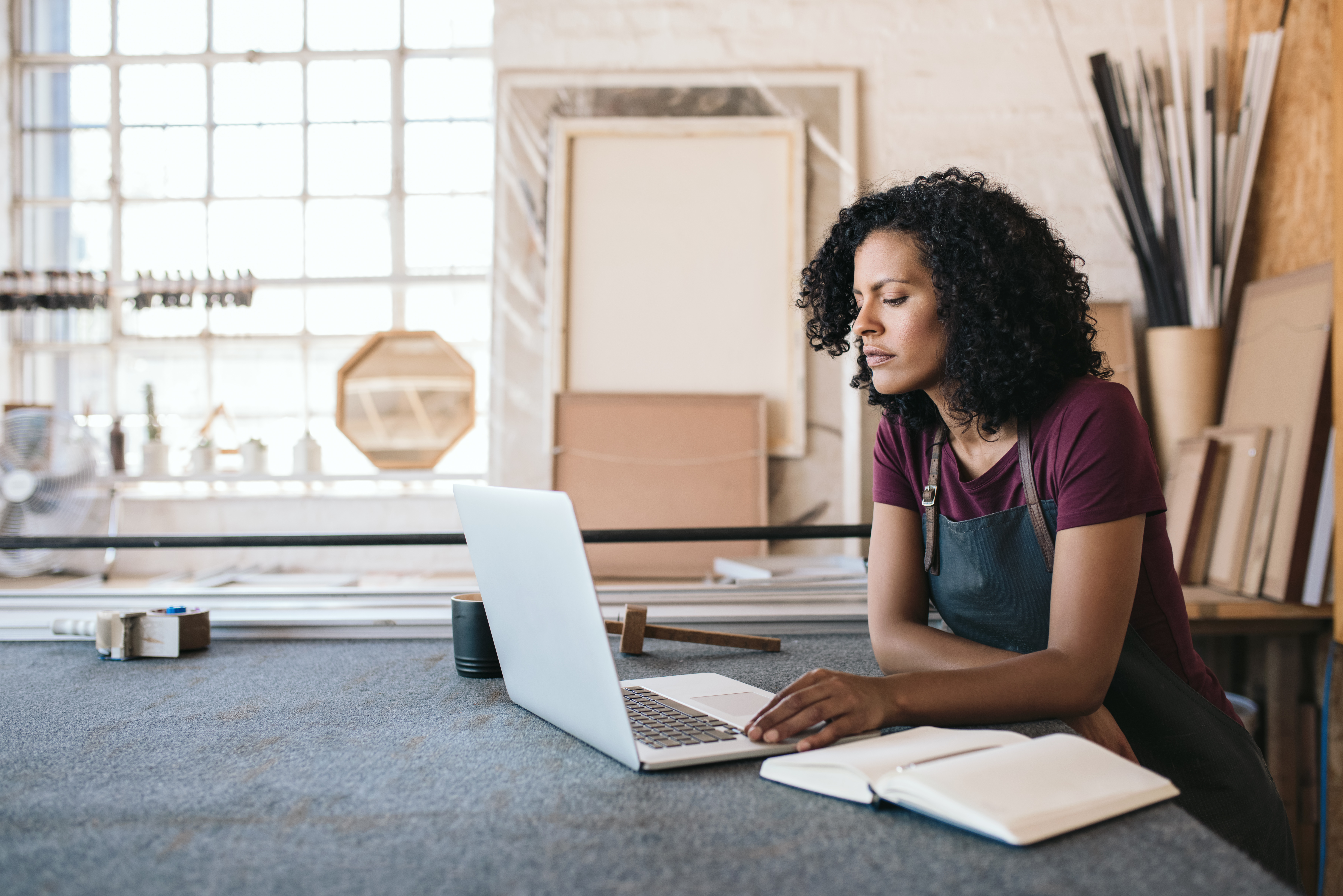 Woman in front of laptop