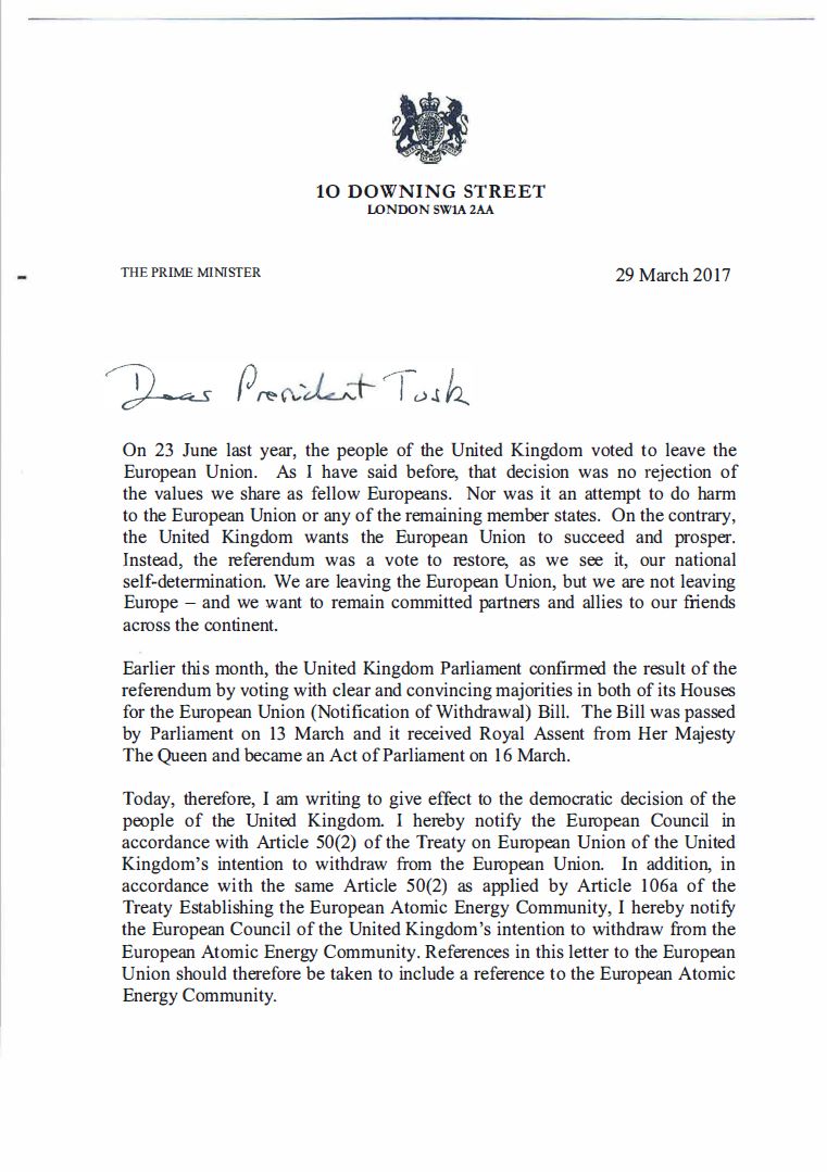 Article 50 letter