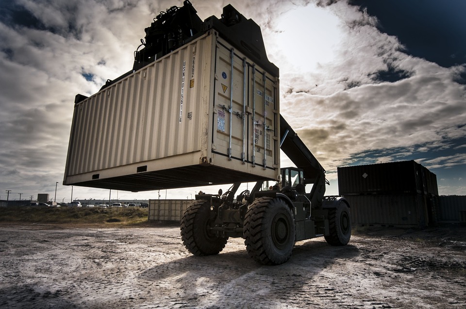 Container being lifted