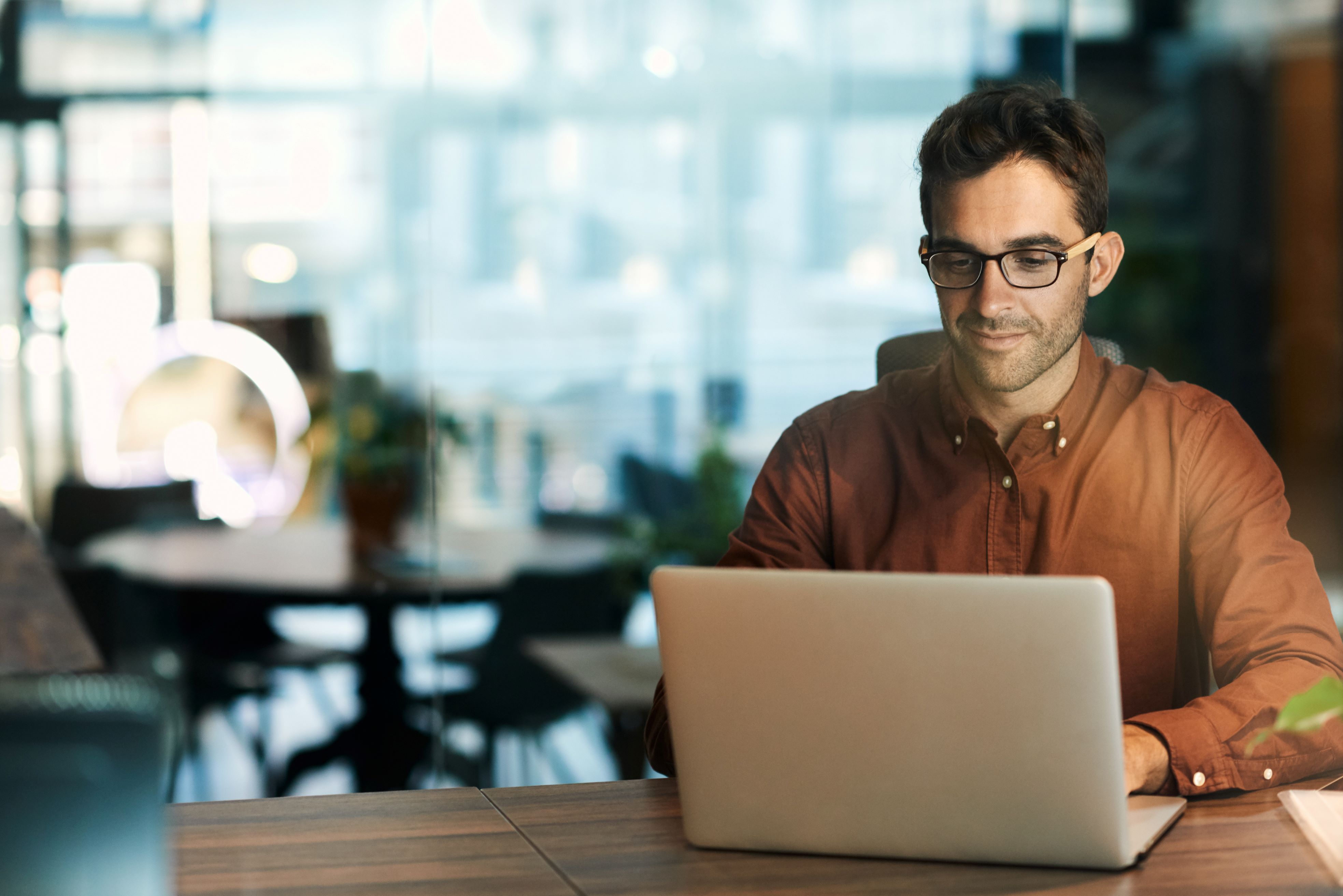 Businessman using laptop