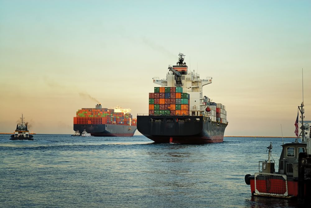 Freight ship entering into Harbour